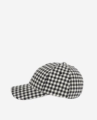 The Kooples MIXED PIED DE POULE black houndstooth wool cap