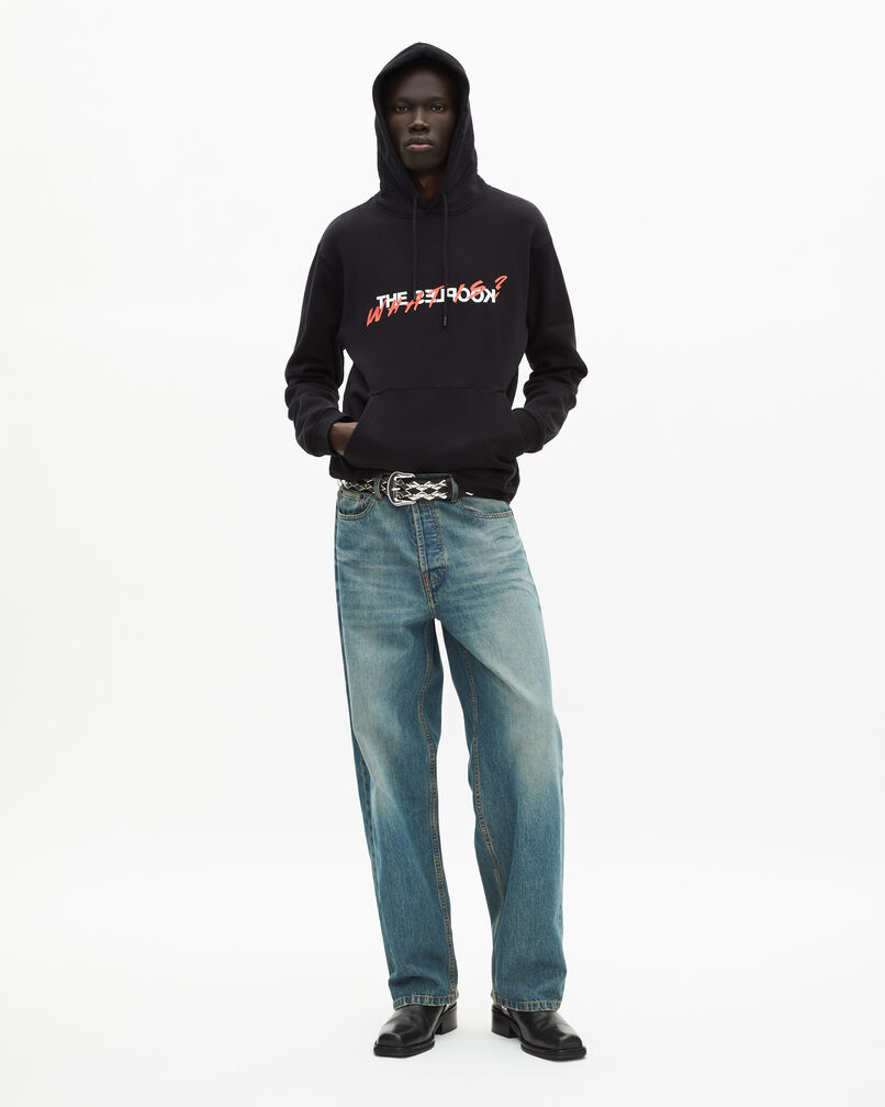 The Kooples MEN BLACK men's black sweatshirt with what is screen print
