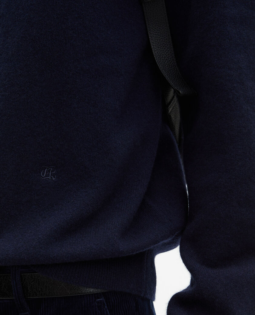 The Kooples HOMME NAVY pull col roul&eacute; en cachemire marine