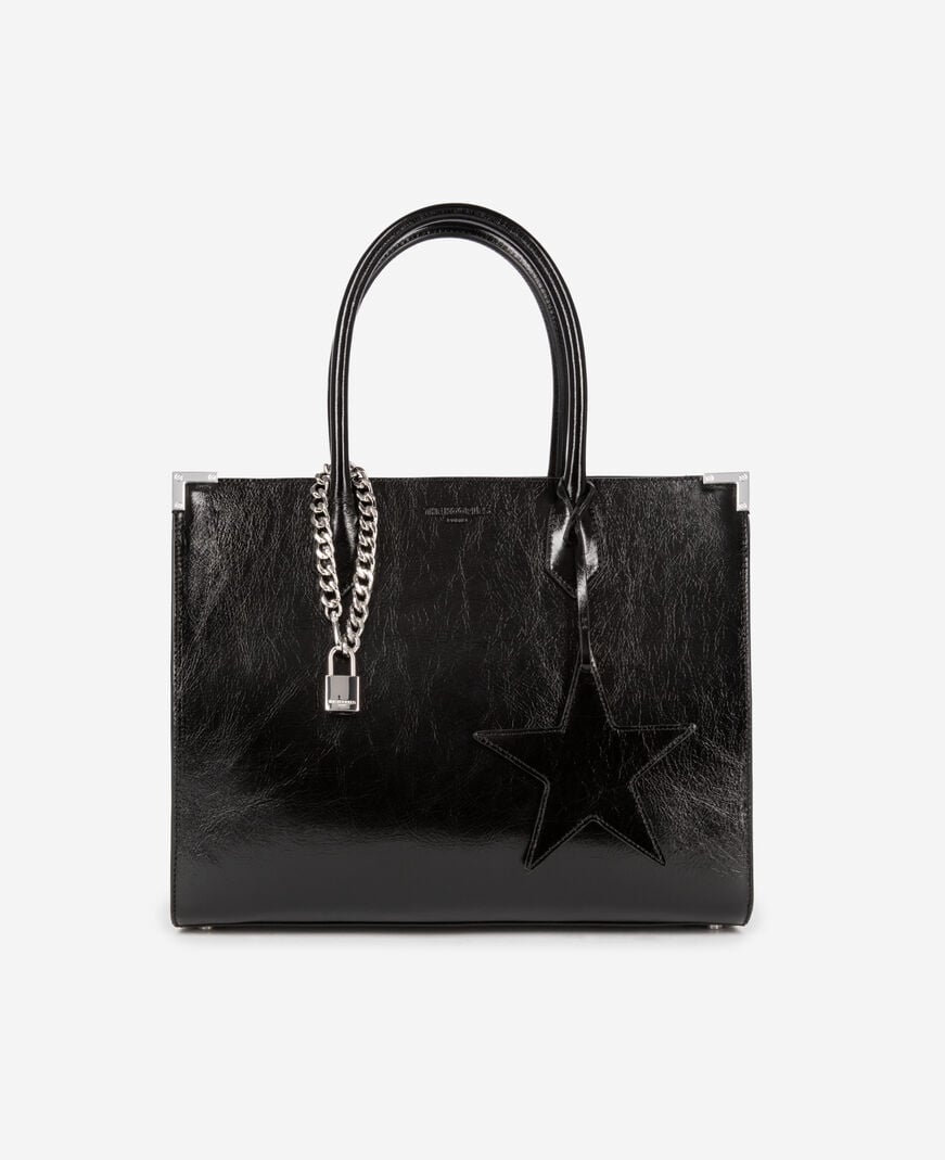 The Kooples FEMME BLACK sac cabas ming en cuir noir
