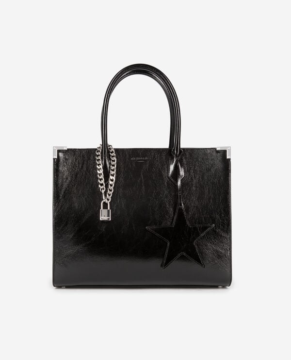 The Kooples WOMEN BLACK black leather ming tote bag