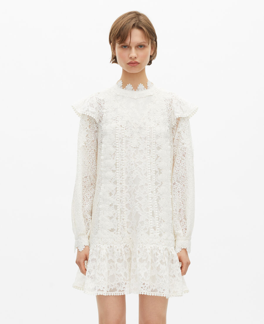 The Kooples DAMEN ECRU kurzes kleid aus ecrufarbener spitze