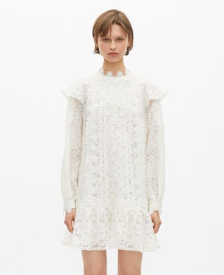 The Kooples WOMEN ECRU short dress in ecru lace