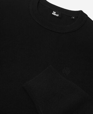 The Kooples MEN BLACK black merino wool round-neck sweater
