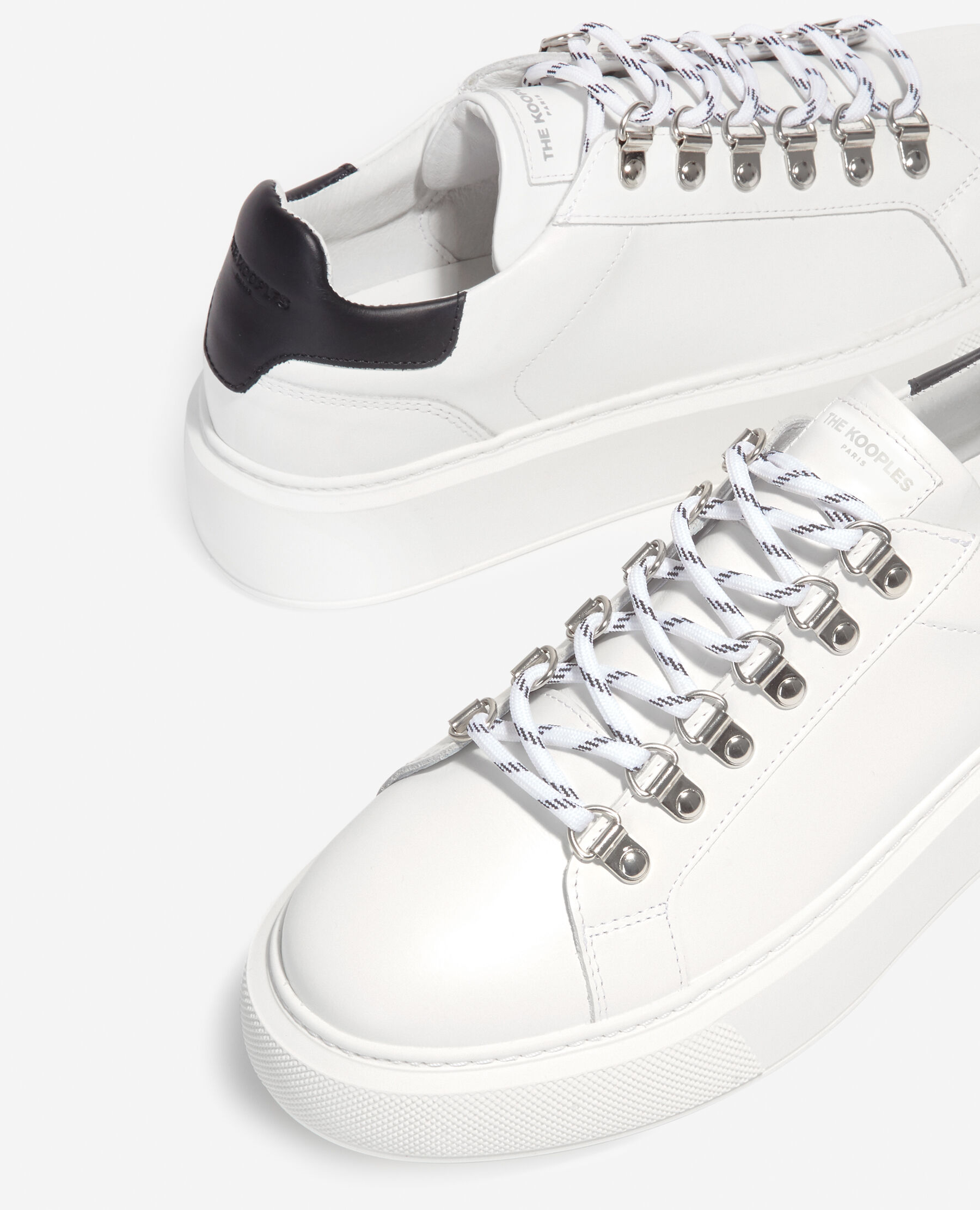 White smooth leather sneakers with detail The Kooples