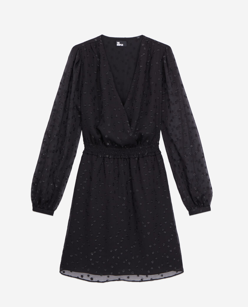 The Kooples FEMME BLACK robe courte noire à pois en lurex