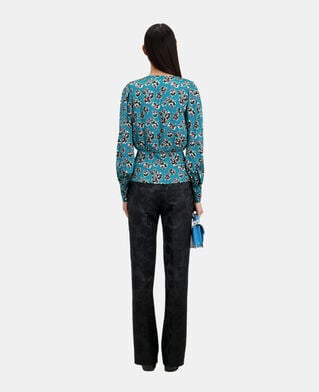 The Kooples WOMEN PINK - BLUE crossover printed top