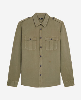 The Kooples HOMME KAKI chemise en lyocell et lin kaki