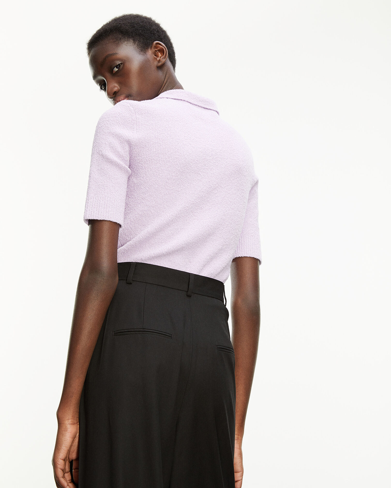 Polo violet ajusté boutonné détail brodé, LIGHT PURPLE, hi-res image number null