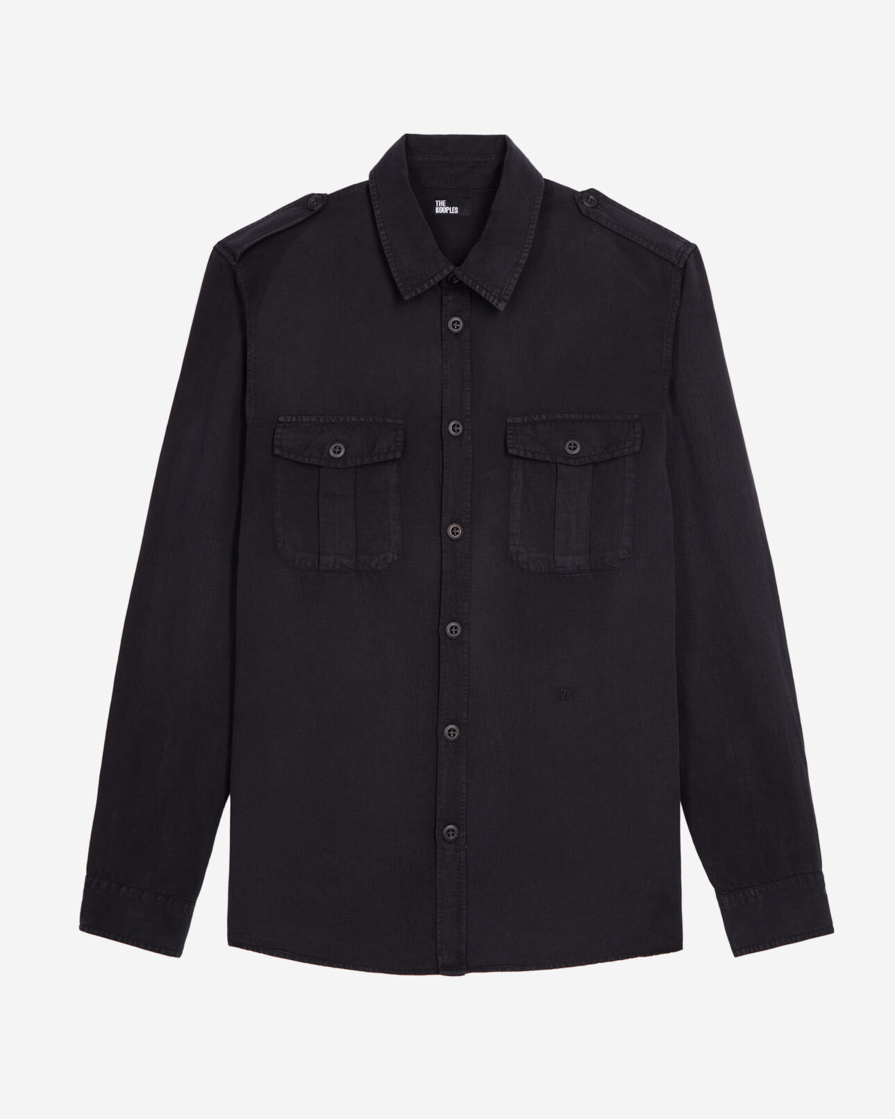 The Kooples MEN BLACK black lyocell and linen shirt