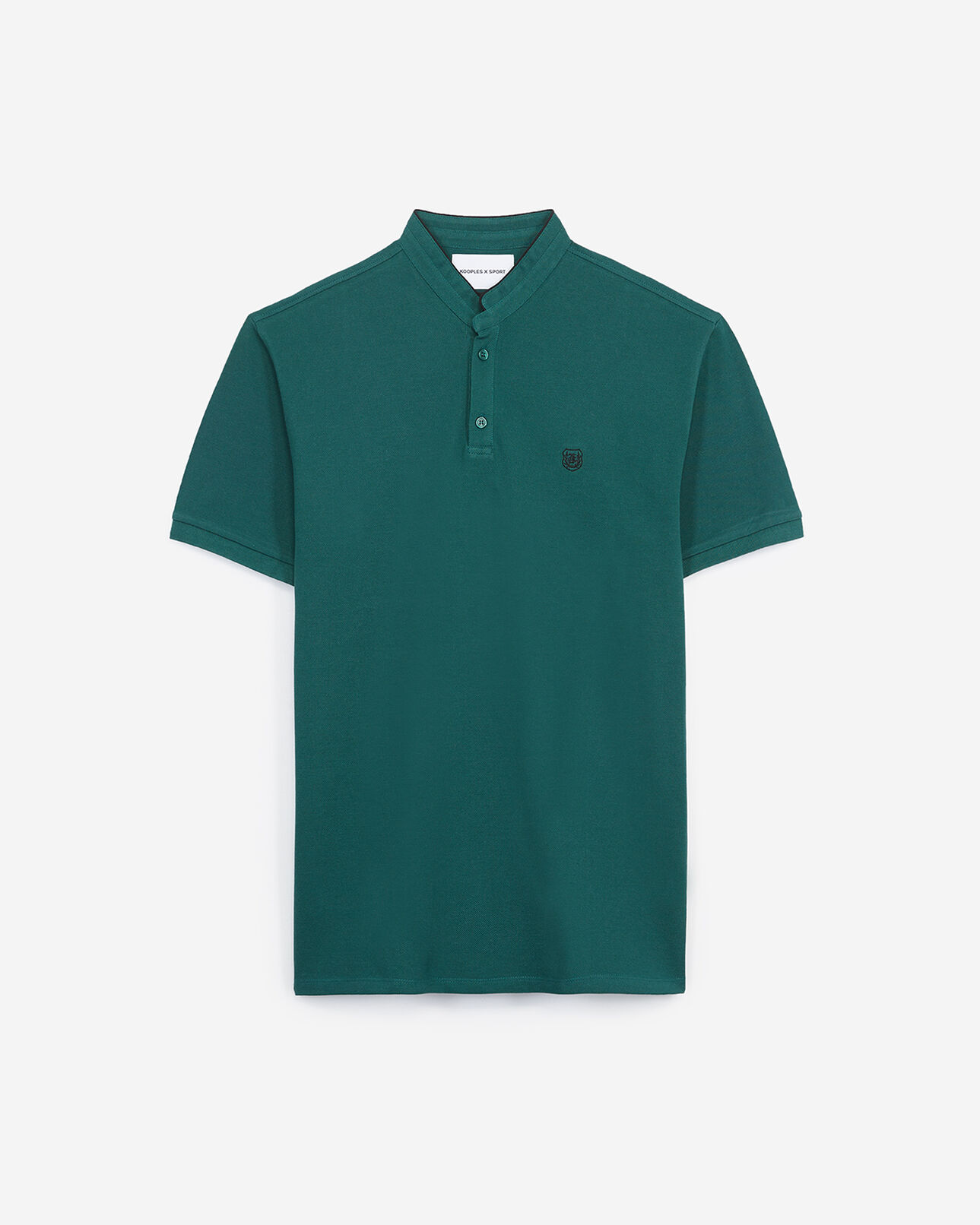 The Kooples HOMME BROCO GREEN / BLACK polo vert brodé col officier à blason
