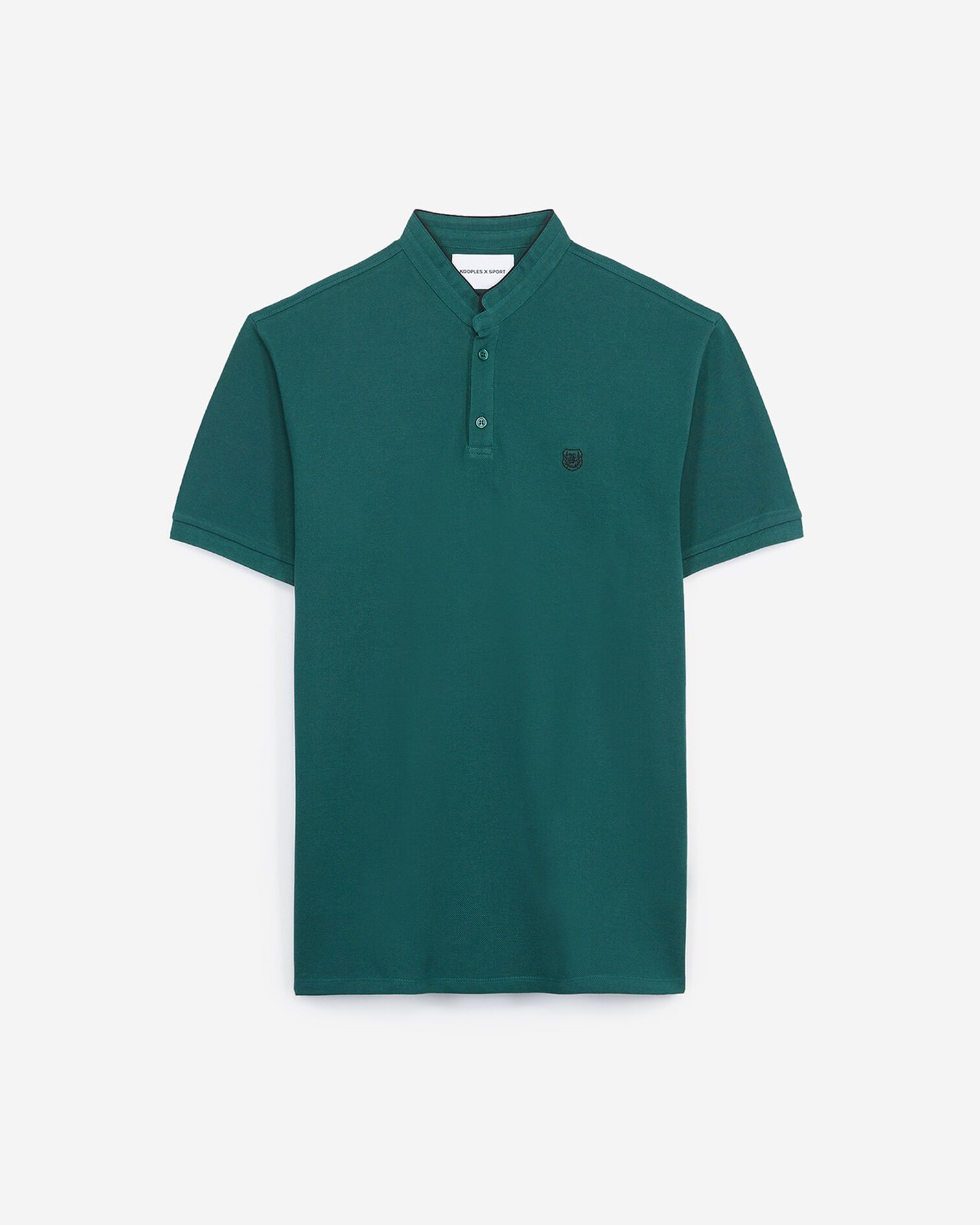 Polo vert brodé col officier à blason, BROCO GREEN / BLACK, hi-res image number null