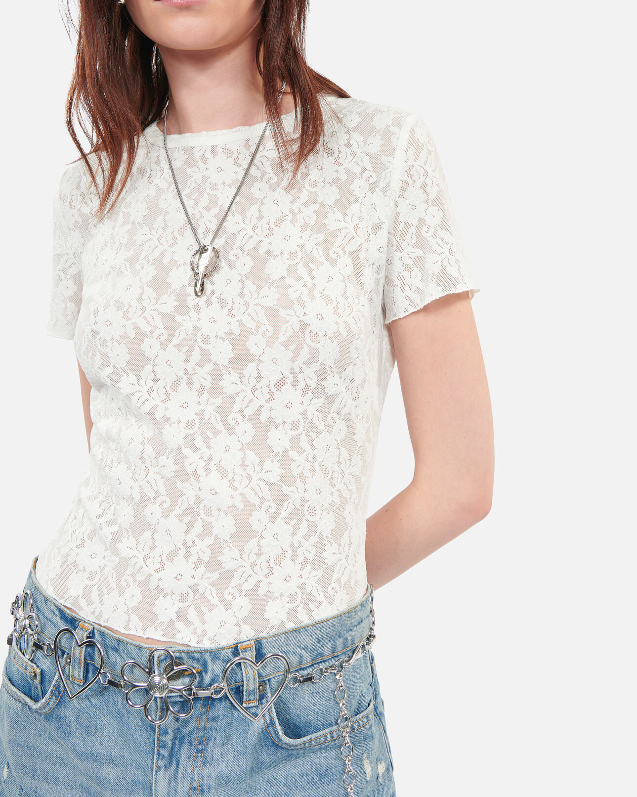 The Kooples FEMME ECRU top en dentelle écru