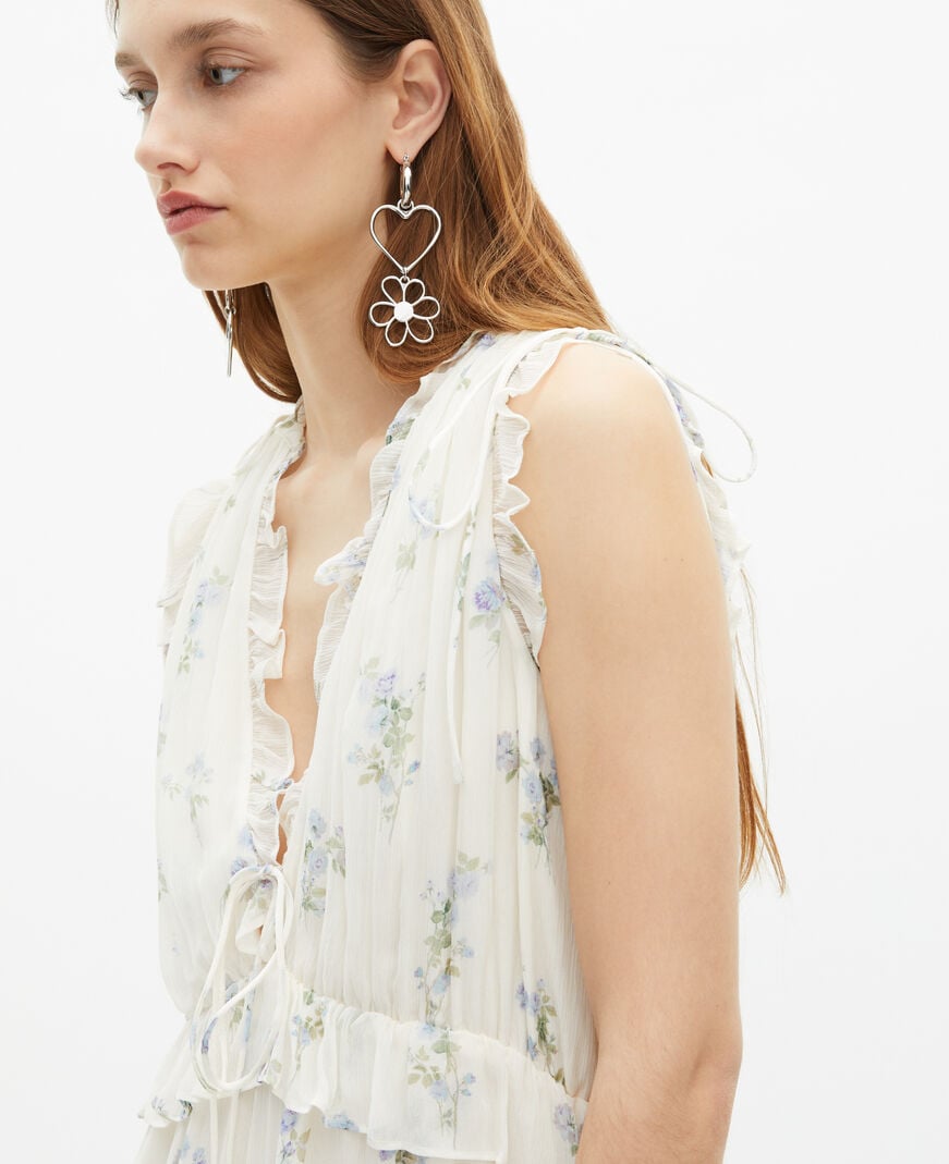 The Kooples WOMEN SILVER silver heart and flower earrings