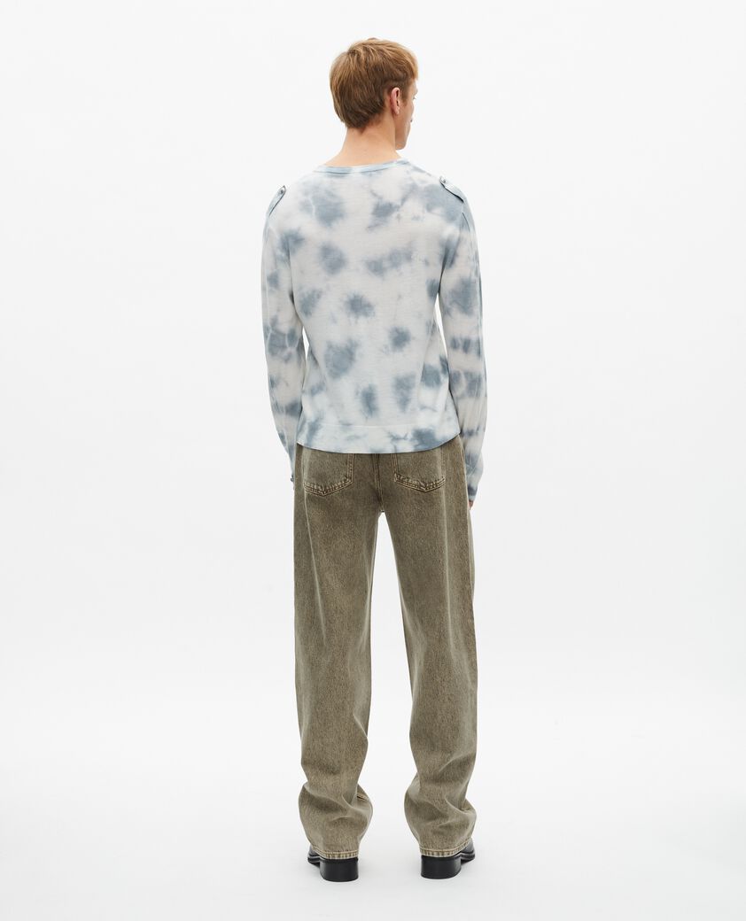 The Kooples MEN LIGHT BLUE/WHITE blue tie and dye merino wool sweater