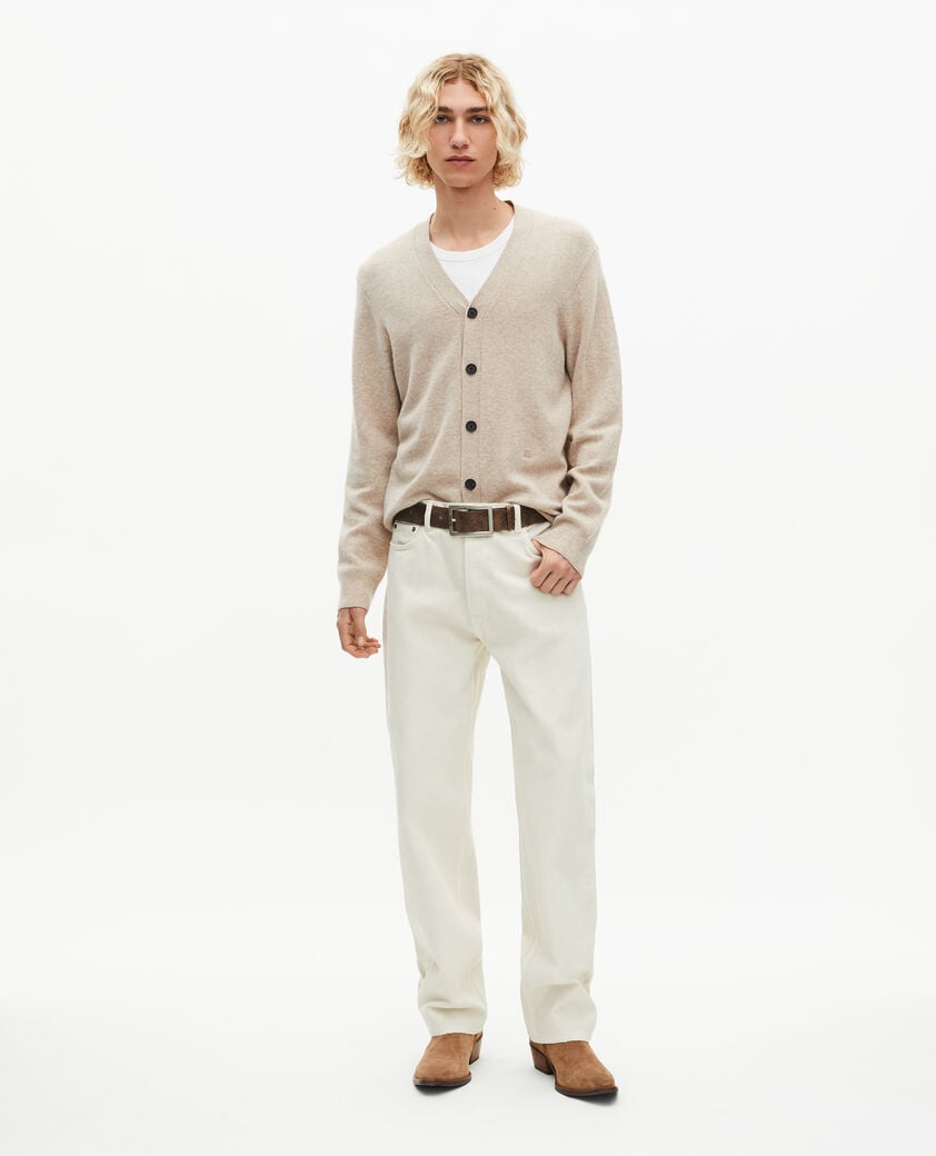 The Kooples MEN BEIGE MELANGE beige cashmere cardigan