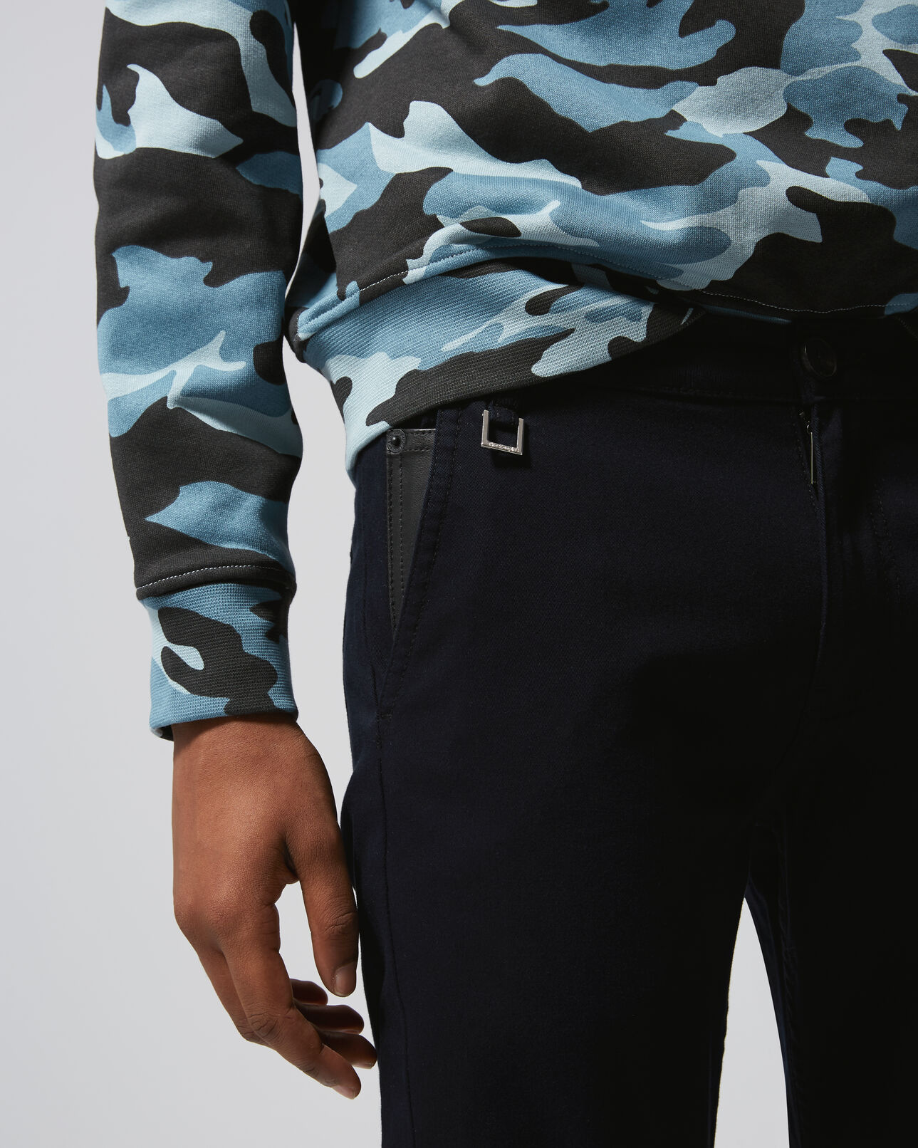 The Kooples MEN NAVY denim-effect navy blue chinos