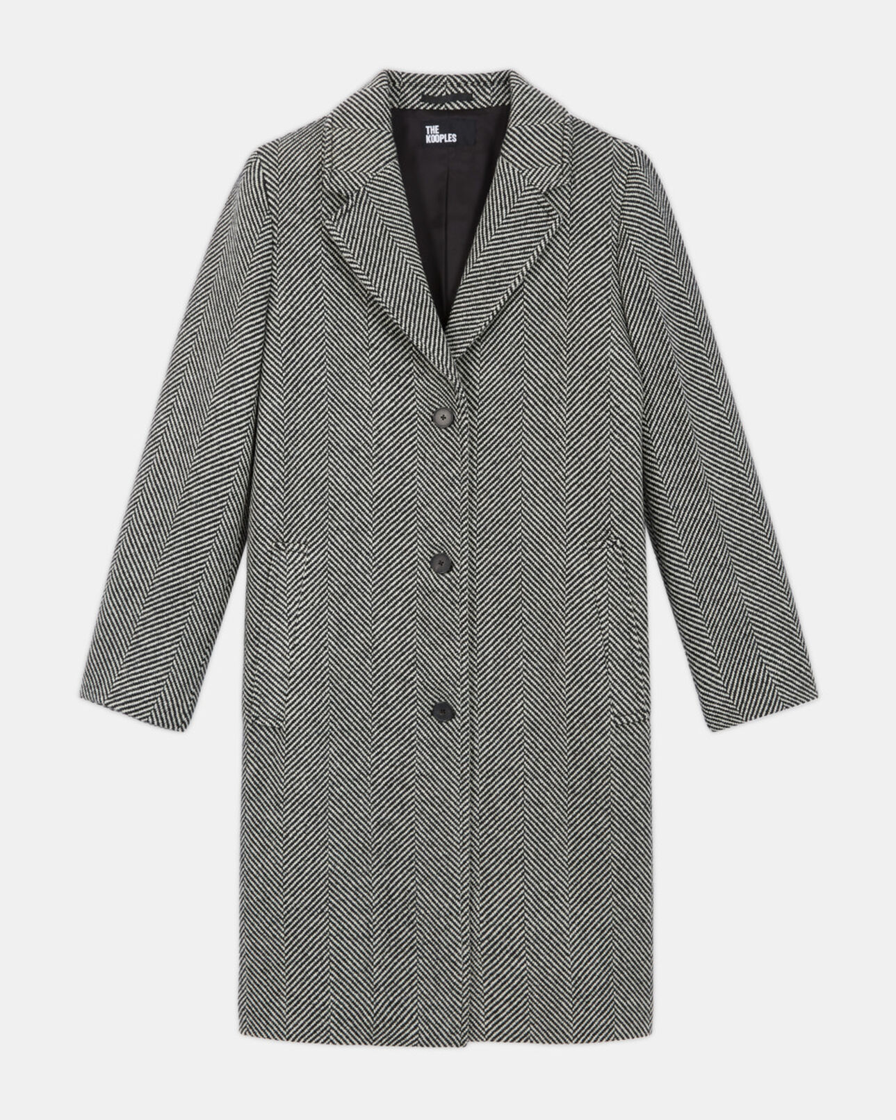The Kooples DAMEN BLACK WHITE wollmantel mit muster