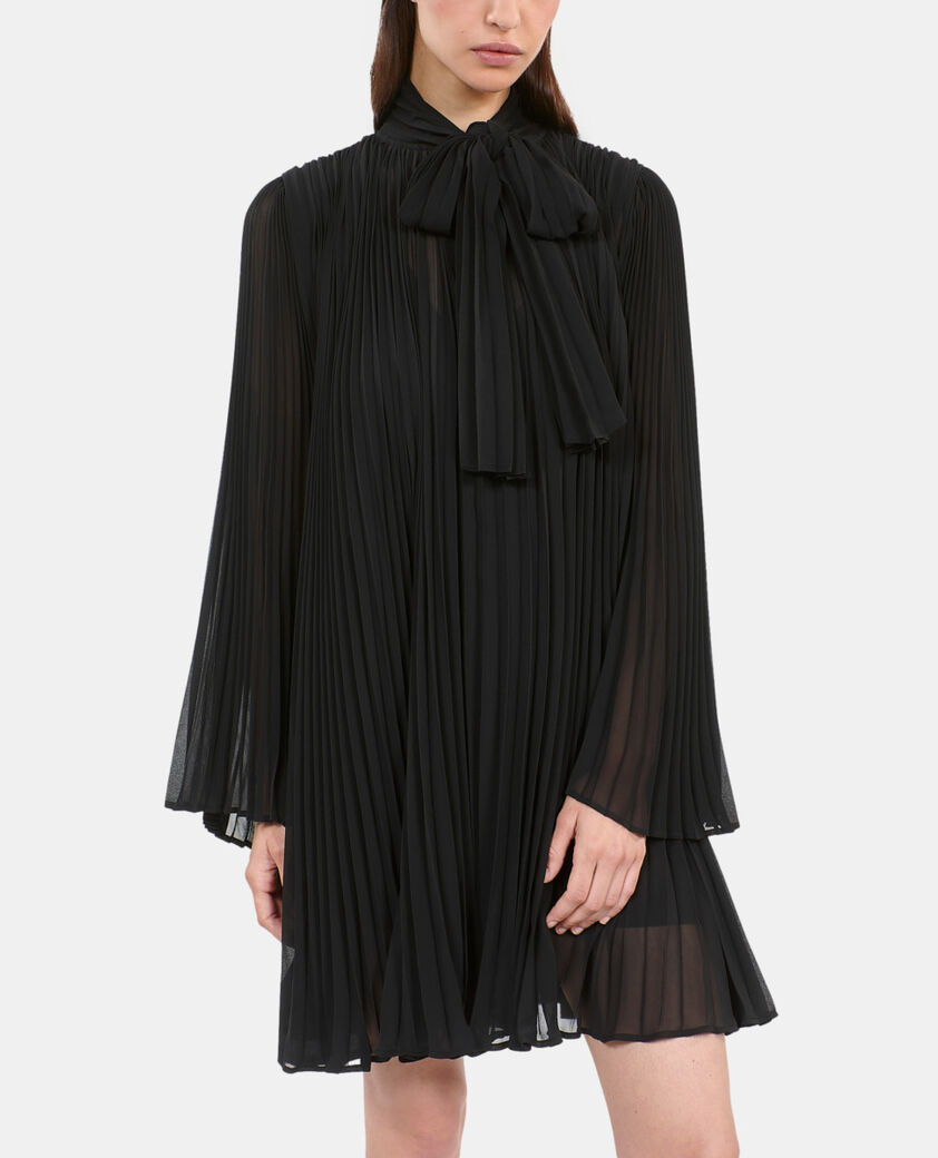 The Kooples FEMME BLACK robe courte pliss&eacute;e noire