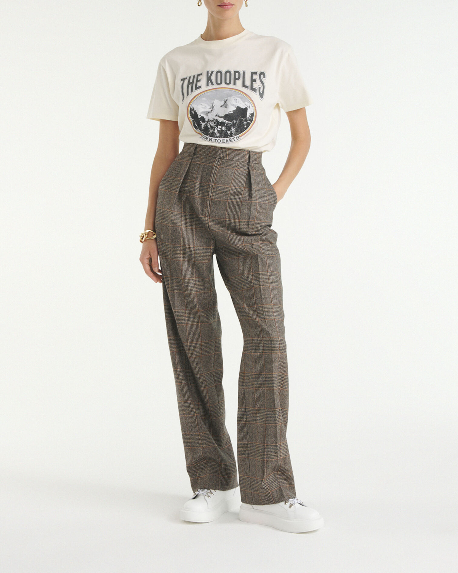 Ecru t-shirt with mountain print, ECRU, hi-res image number null