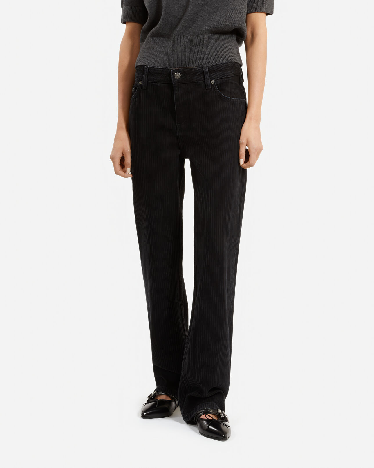 The Kooples WOMEN BLACK WASHED straight black jeans