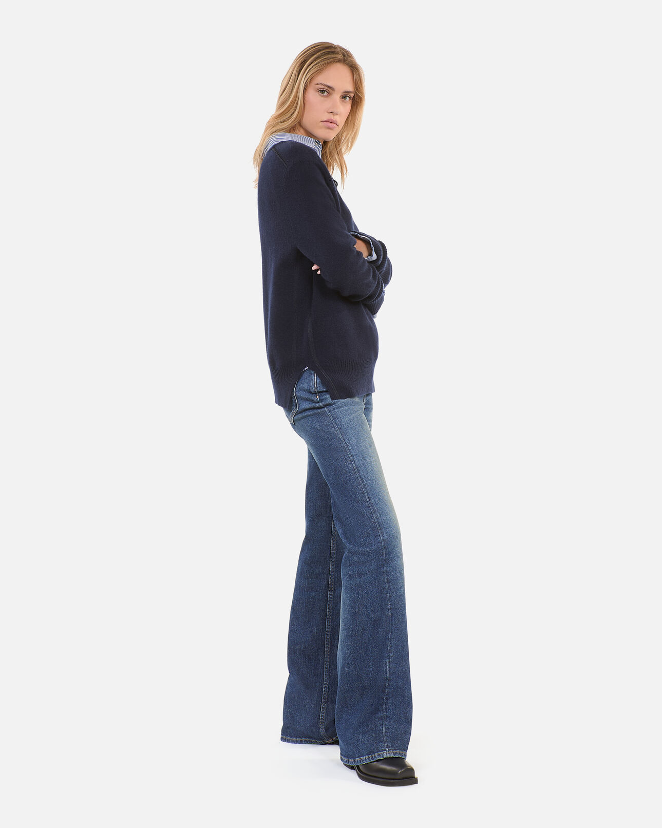 The Kooples WOMEN NAVY blue cashmere sweater
