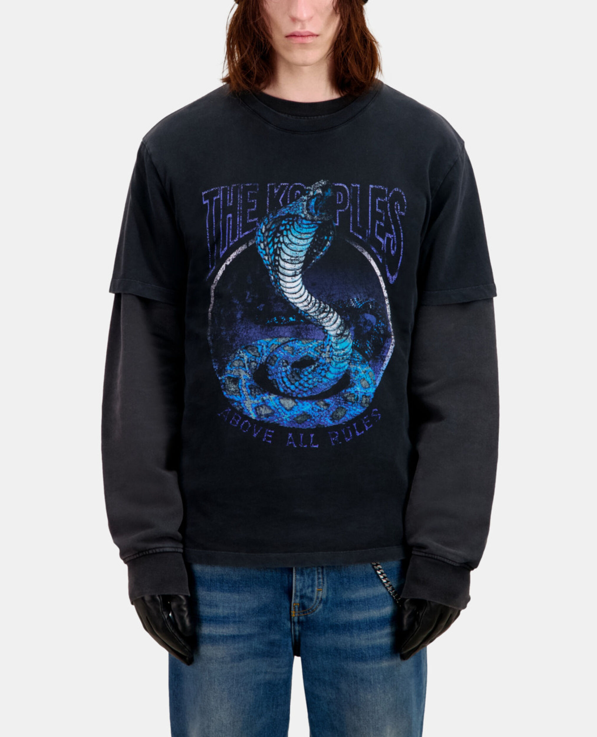 Men's black t-shirt cobra serigraphy, BLACK WASHED, hi-res image number null