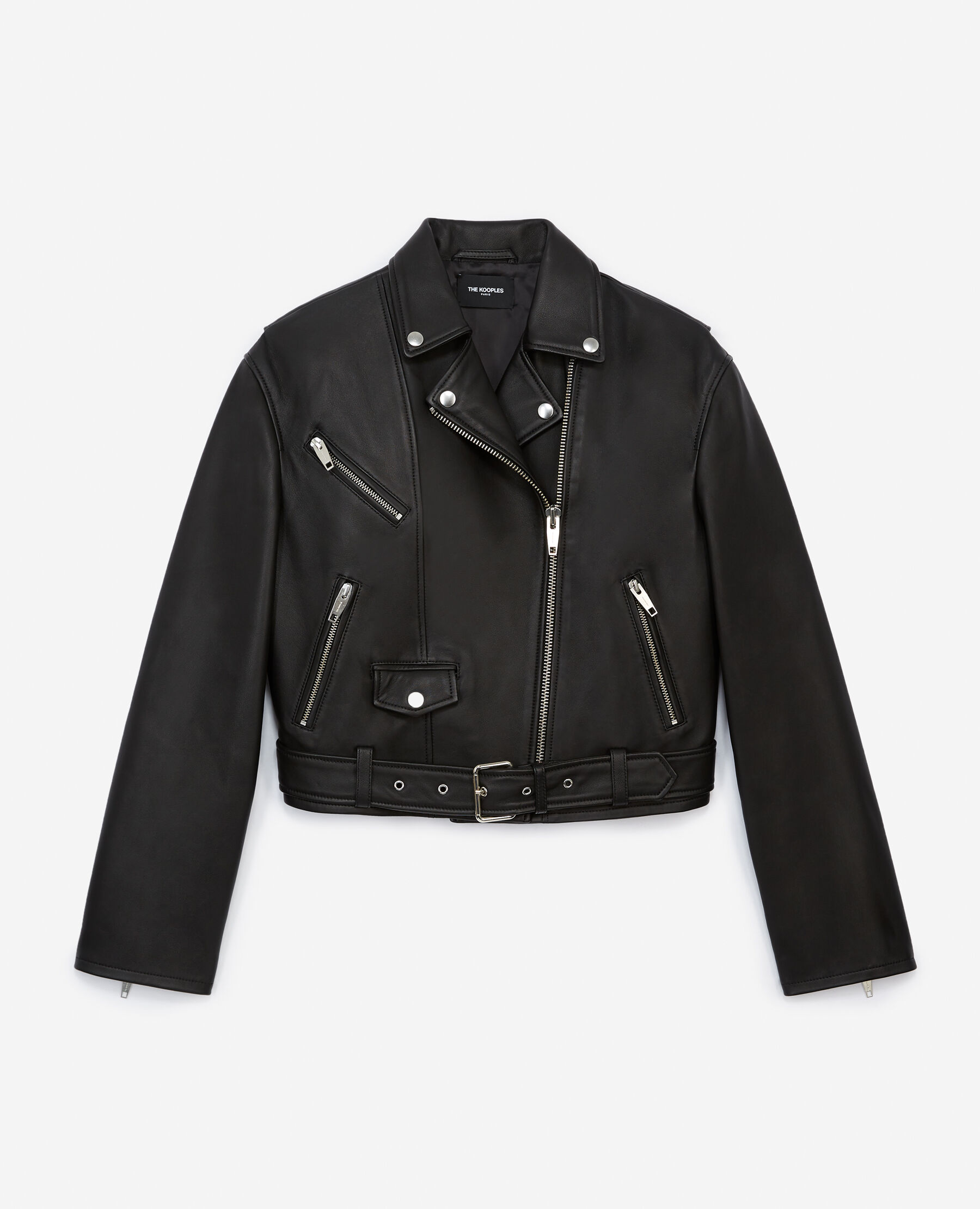 Zara black leather jacket womens best sale