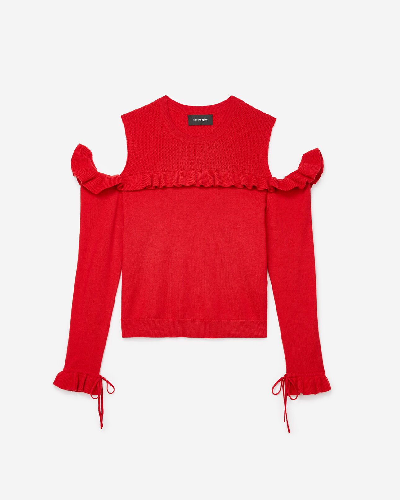 The Kooples WOMEN RED red merino wool openwork sweater