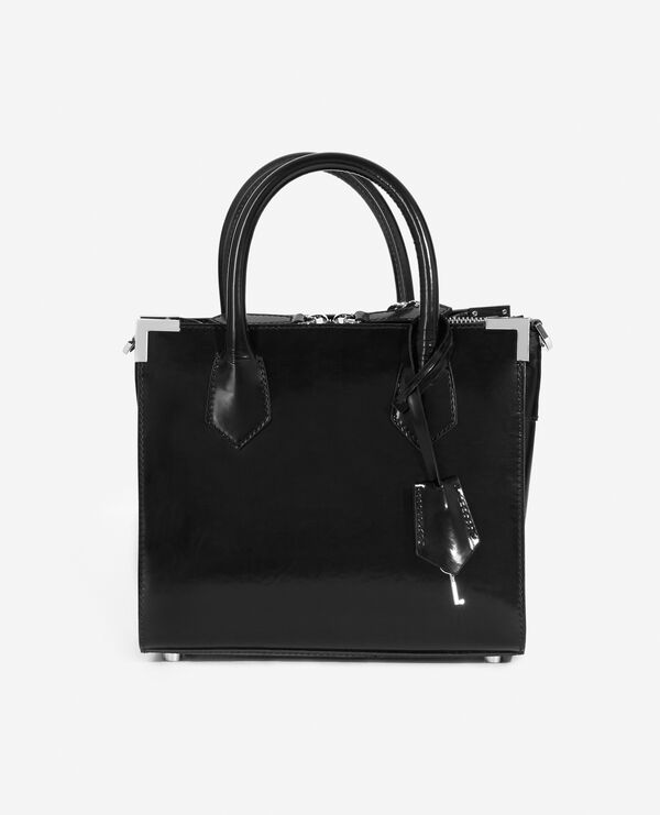 tasche medium ming glattleder schwarz lack