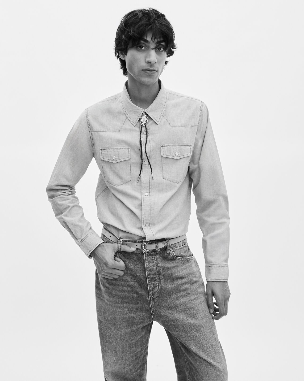 The Kooples MEN BABY BLUE light blue denim shirt