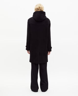 The Kooples MEN BLACK long black wool coat with brandenburg closure