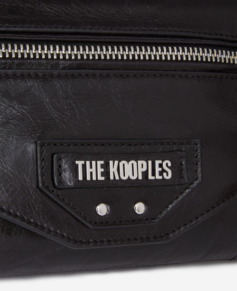 petite pochette jill en cuir noir avec chaîne
