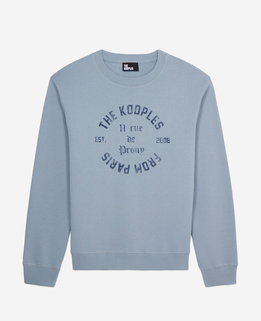 Light blue sweatshirt with 11 Rue de Prony serigraphy The Kooples