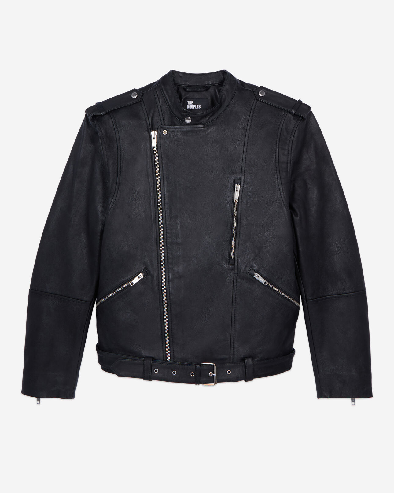The Kooples MEN BLACK black leather biker jacket