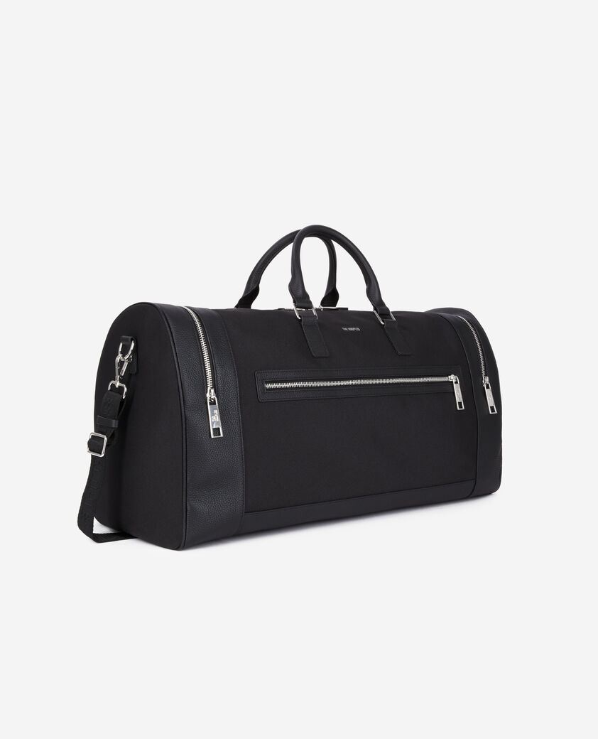 The Kooples HOMBRE BLACK bolso de fin de semana de piel y lona negra