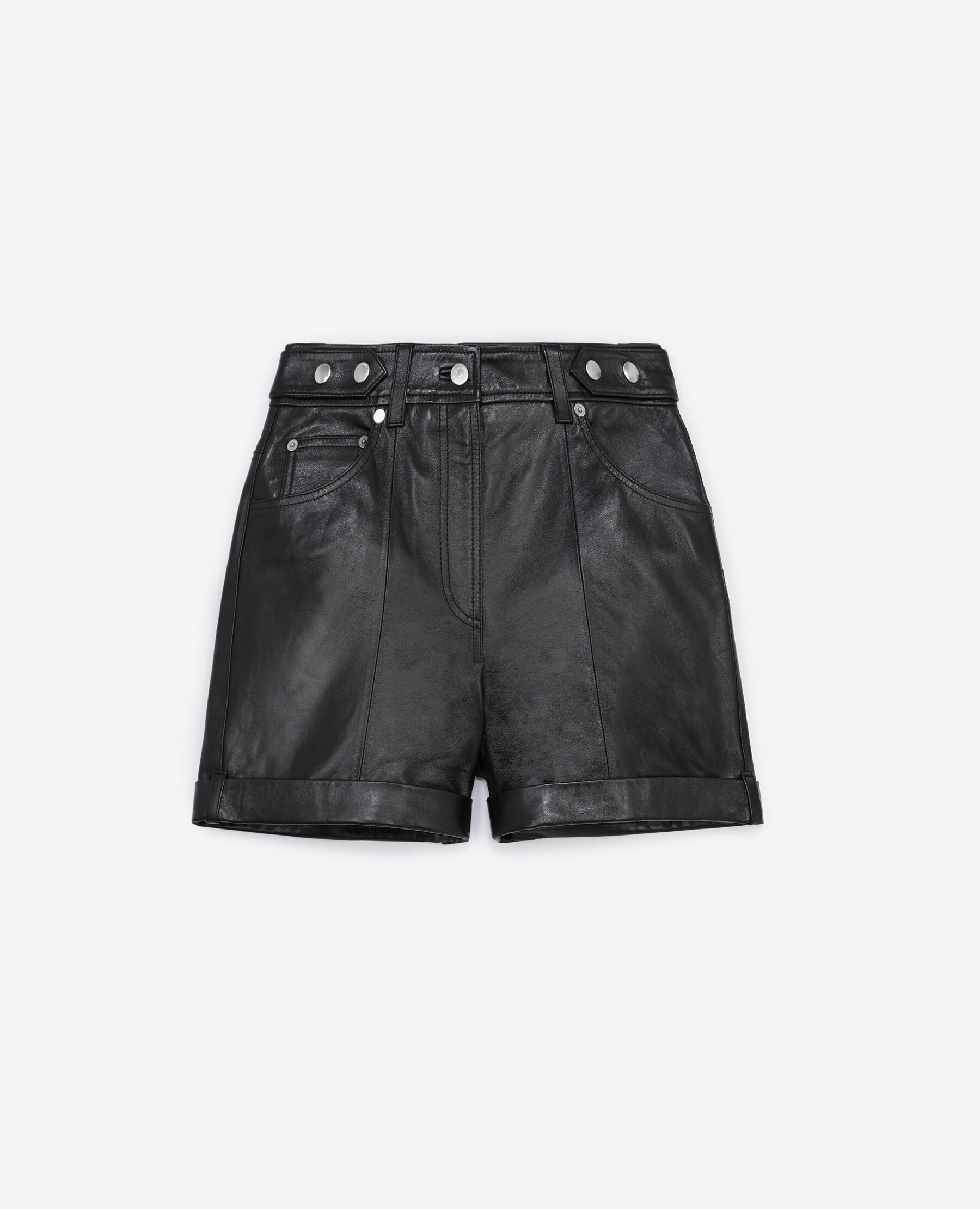 Black leather sale shorts with belt