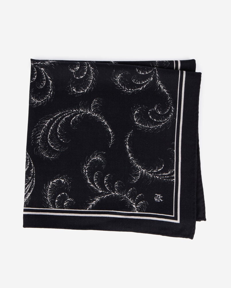 The Kooples WOMEN BLACK WHITE printed scarf in black wool and silk