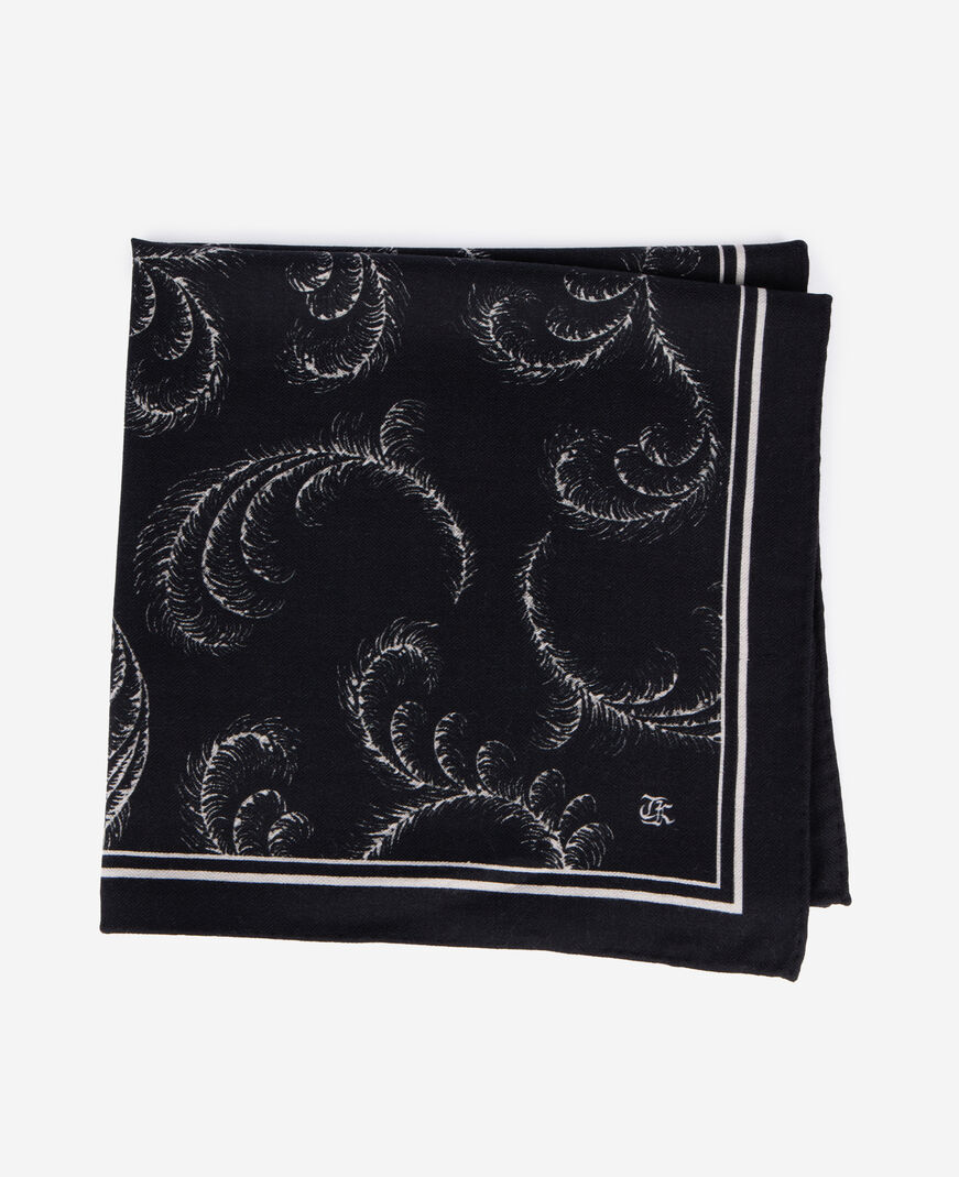 The Kooples WOMEN BLACK WHITE printed scarf in black wool and silk