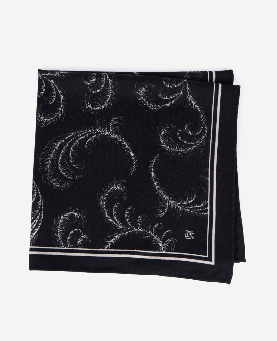 The Kooples WOMEN BLACK WHITE printed scarf in black wool and silk