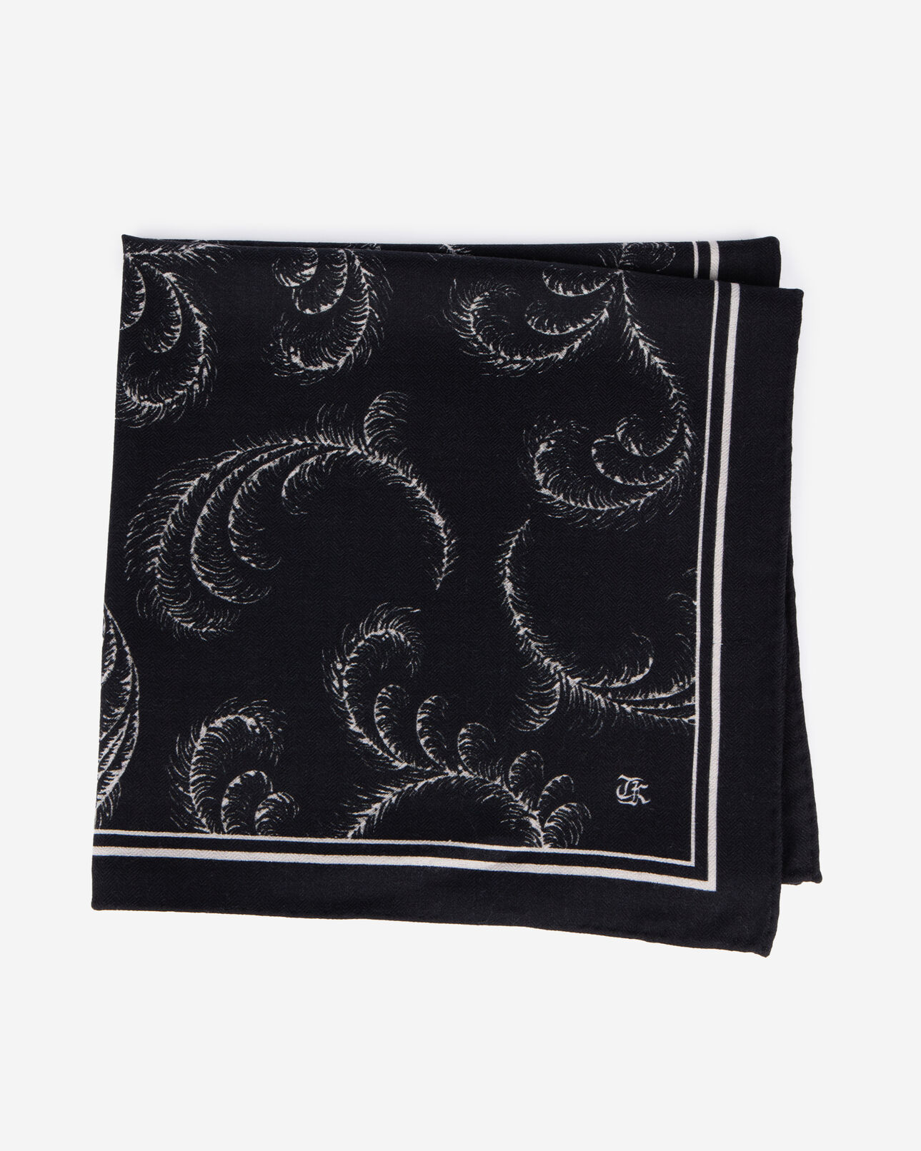The Kooples WOMEN BLACK WHITE printed scarf in black wool and silk