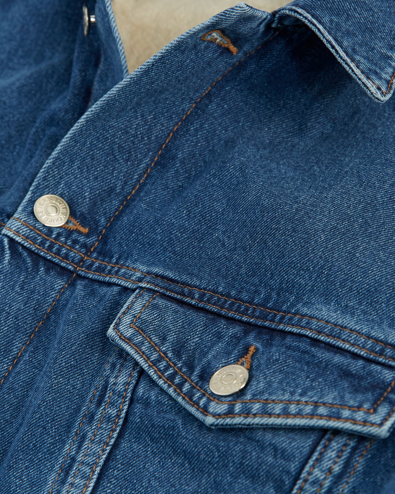 The Kooples HOMME BLUE WASHED blouson jean bleu doublure mouton