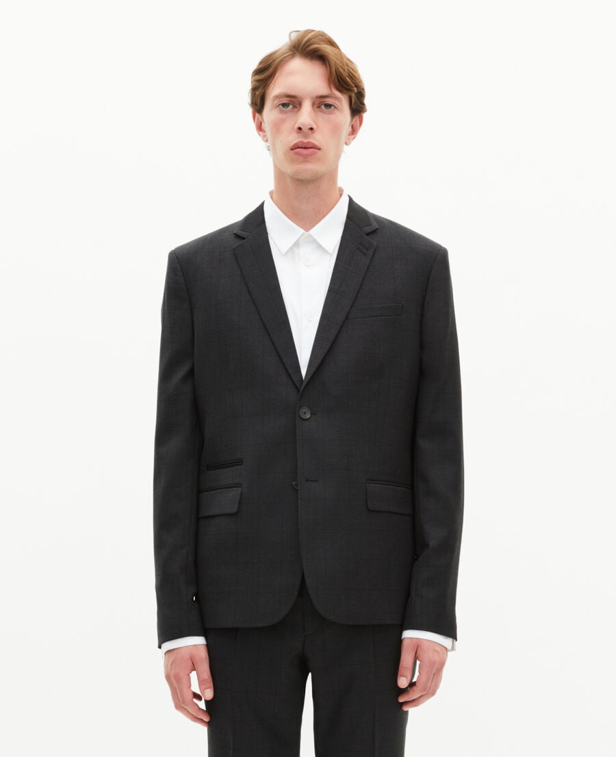 The Kooples H BLACK black wool plaid suit jacket