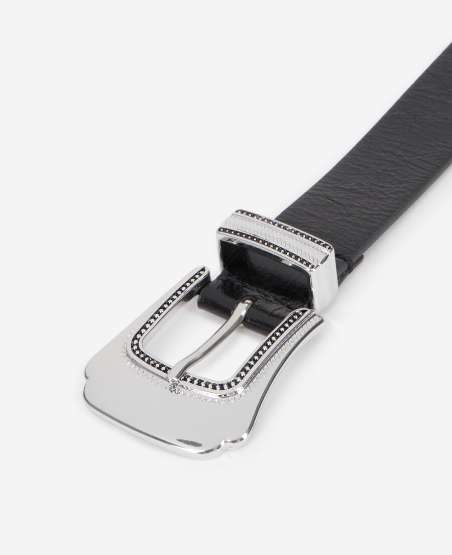 The Kooples DAMEN BLACK dünner schwarzer ledergürtel