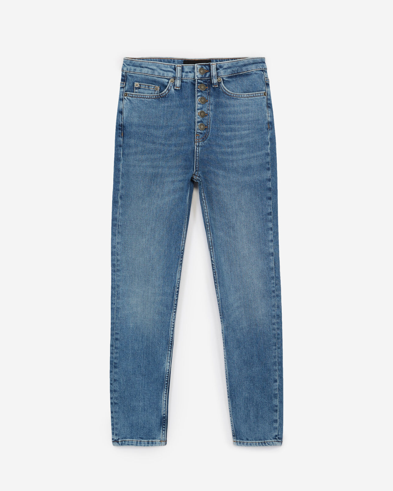 The Kooples WOMEN BLUE slim-fit vintage blue jeans w/visible buttons