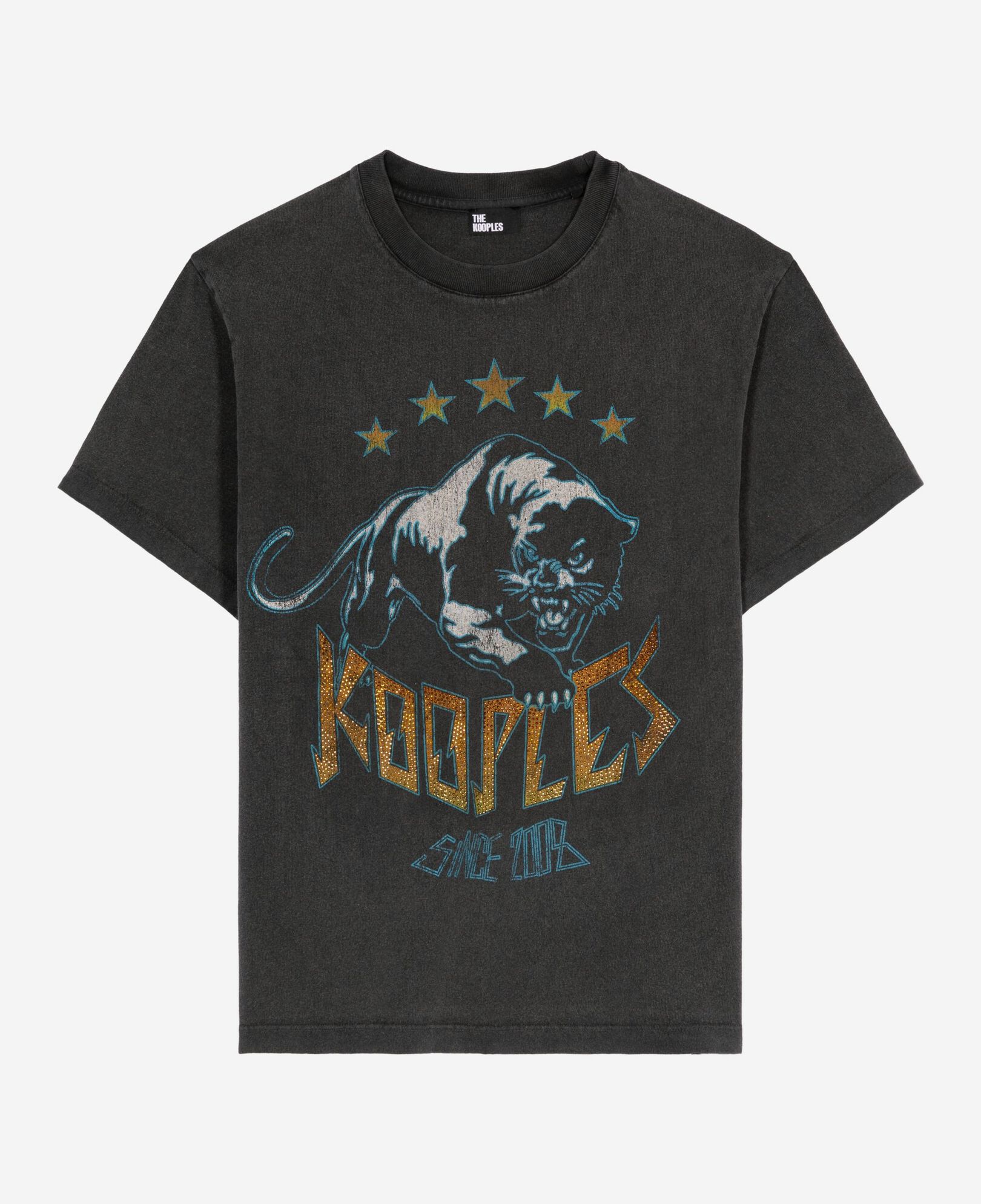 The Kooples WOMEN BLACK WASHED faded black screen print t-shirt
