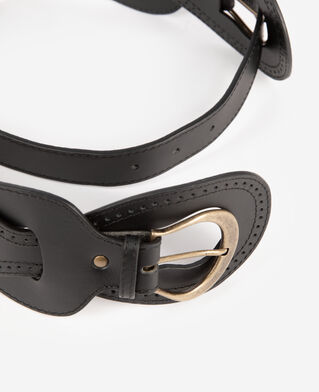 The Kooples WOMEN BLACK black leather belt with buckles