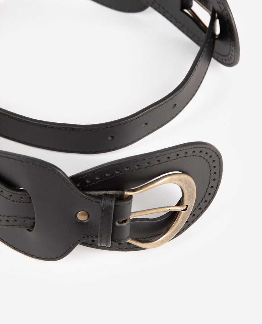 The Kooples WOMEN BLACK black leather belt with buckles