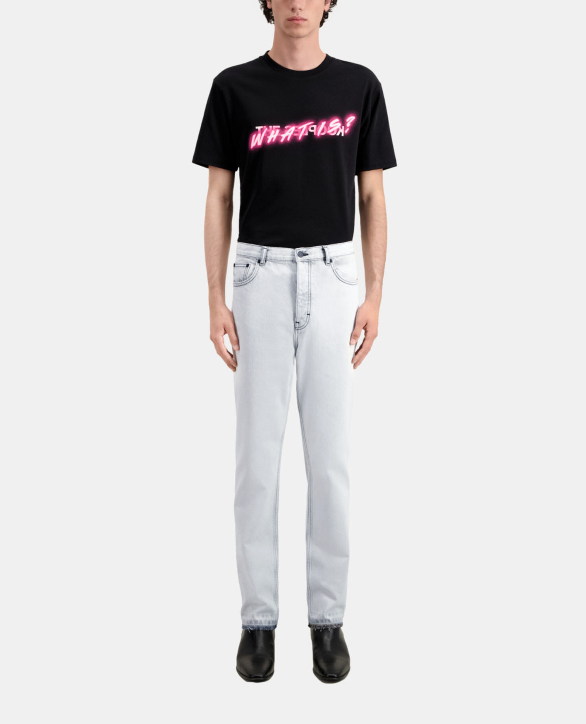 Straight bleached white jeans, WHITE BLEACH, hi-res image number null