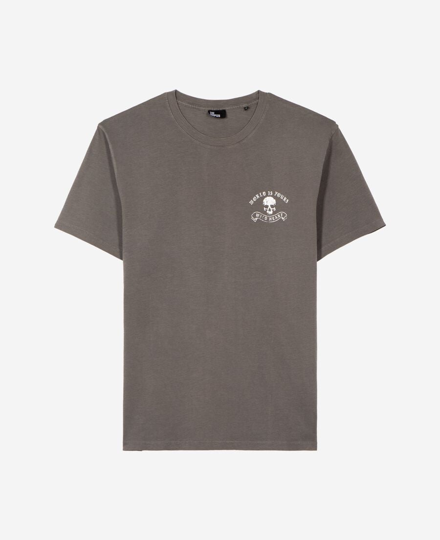 The Kooples HOMME GREY MELANGE t-shirt avec s&eacute;rigraphie skull gris